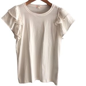 NWT! J.Crew crewcuts cream ruffled sleeve tee shirt